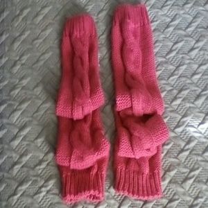 Pink Long Thick Knit Leg warmers